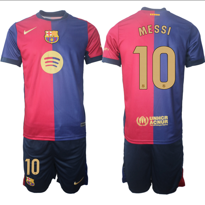 Men 2024-2025 Club Barcelona home Red blue #10 Soccer Jerseys